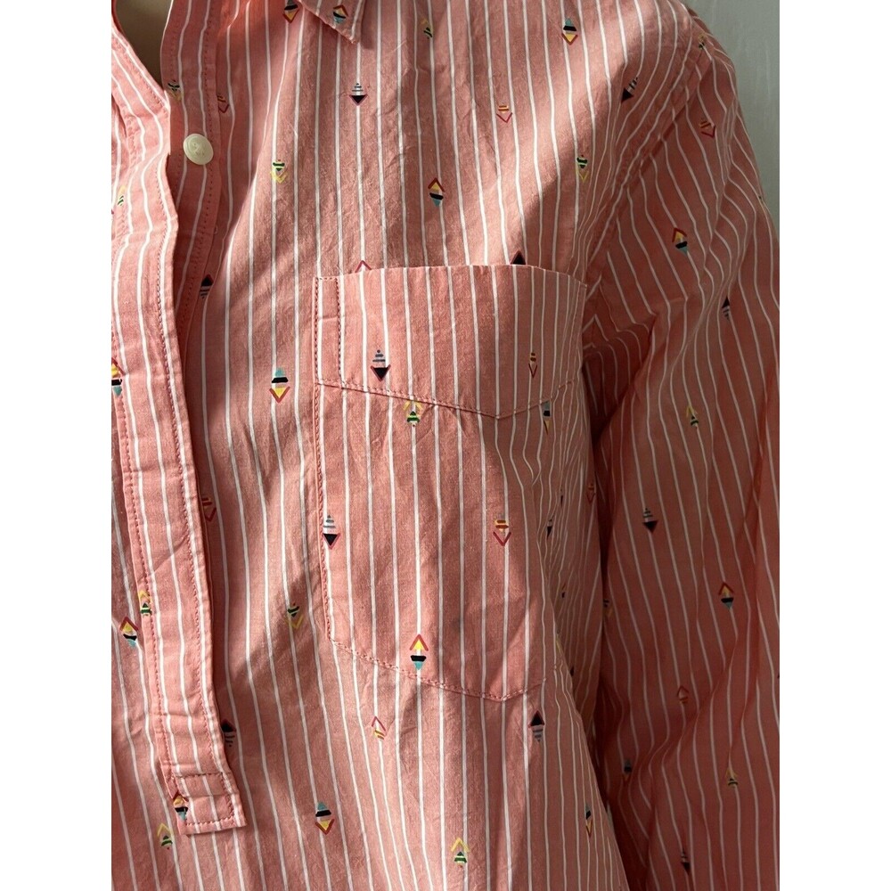 Gap Boyfriend Popover Shirt With Multi Color Arrows Print Size S Small - Picture 5 of 13